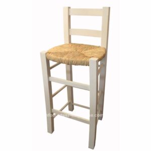 Taburete con respaldo lacado blanco