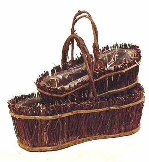 Set de 2 cestas ovaladas con forro plástico