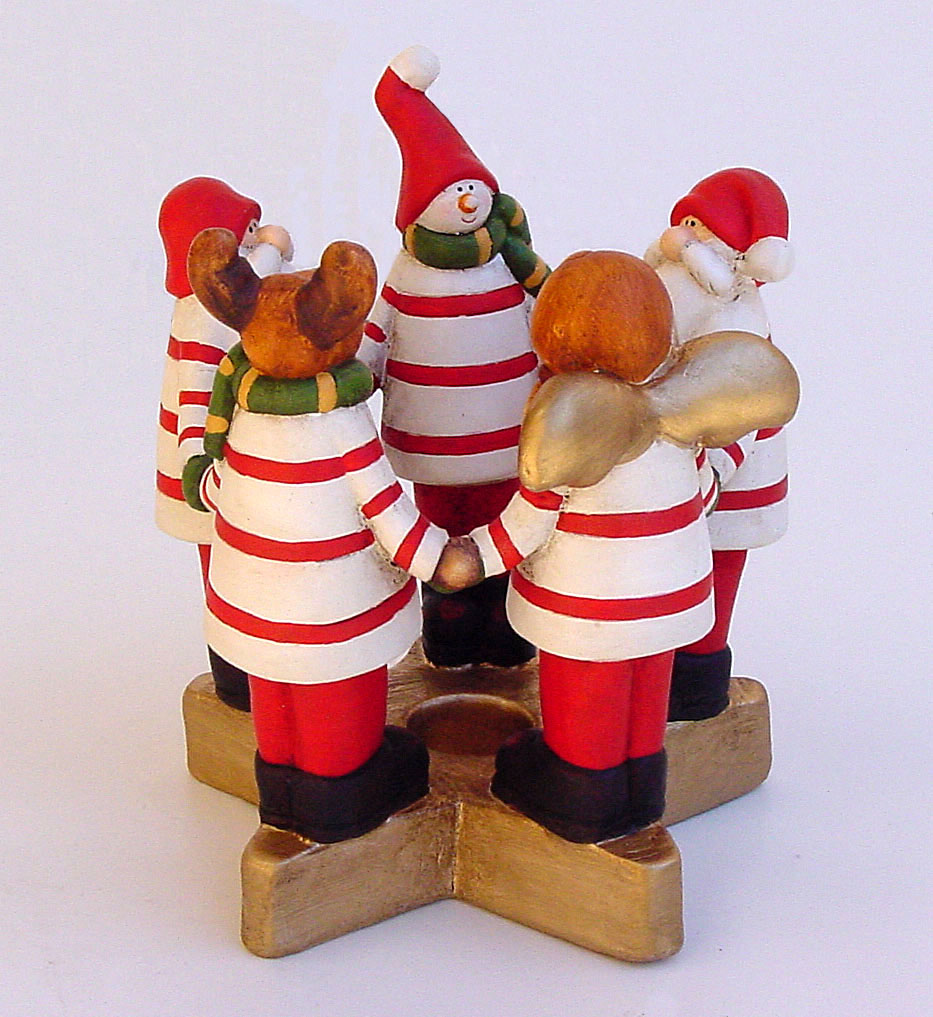 Candelabro de cerámica con muñecos