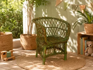Sillón infantil de mimbre buff natural