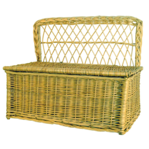 Baúl/sofa juguetero mimbre natural blanco