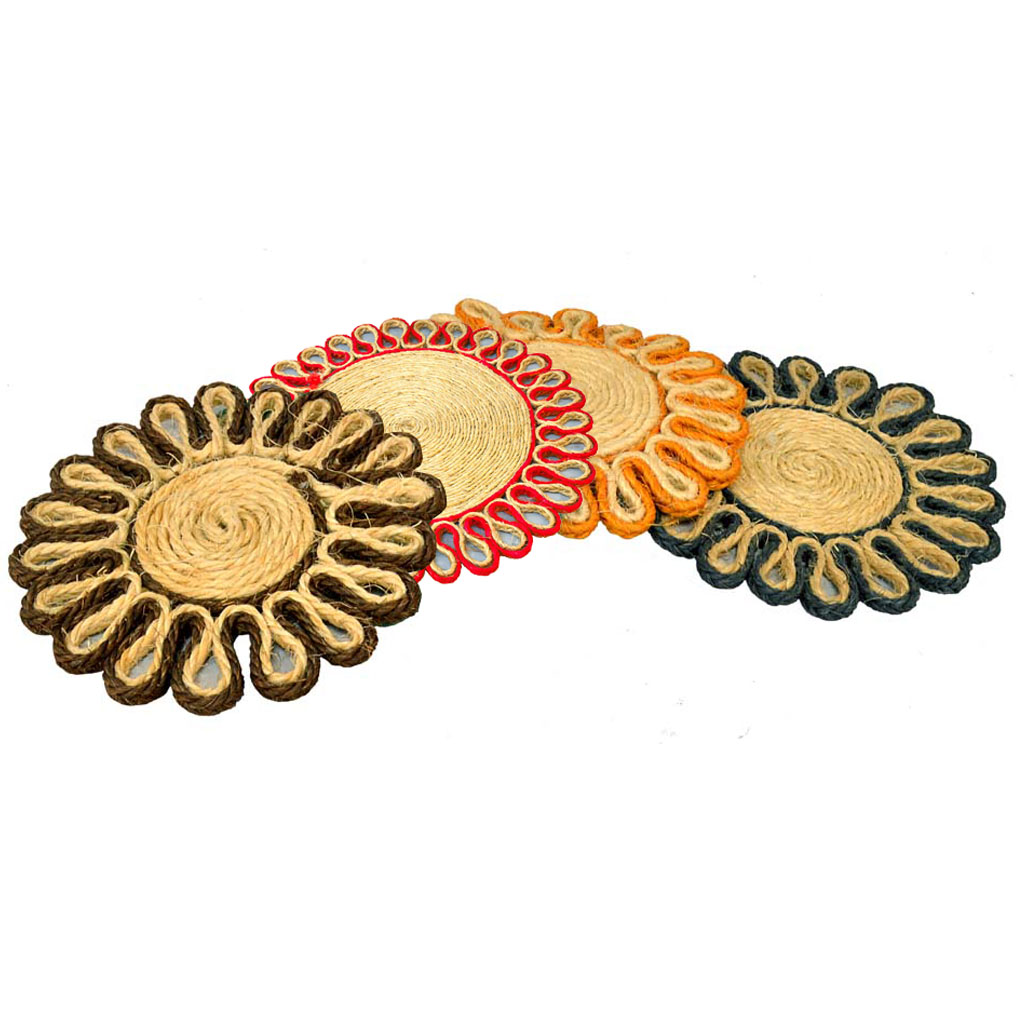 Salva mantel de sisal en colores diferentes (Naranja, rojo, azul y marrón)