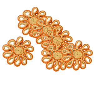 Set de 12 posavasos/salvamanteles  de sisal naranja (8 cms)