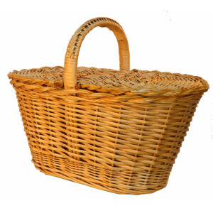 Cesta de mimbre con tapas (asa trenzada)