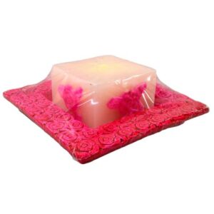 Vela con bandeja de cerámica