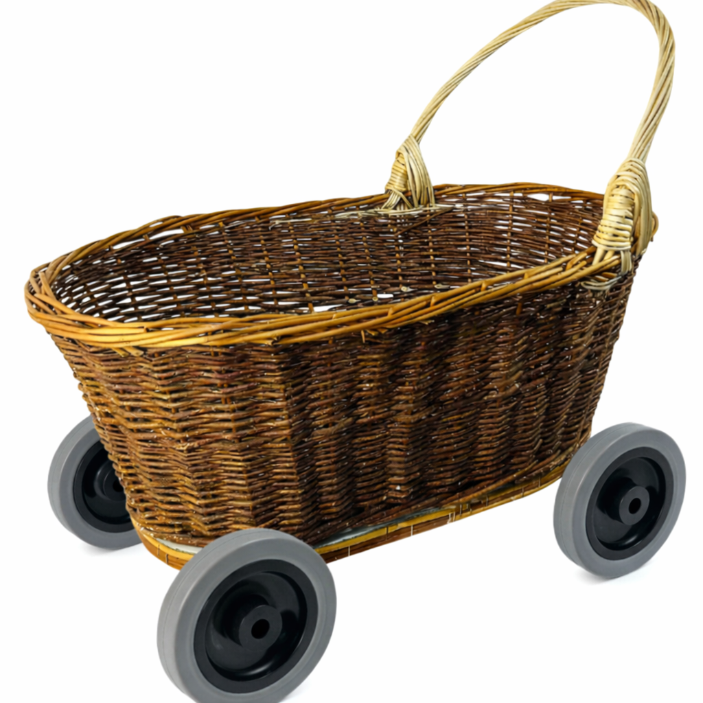 Carrito para eventos de mimbre rústico (ruedas 10 cms) - Imagen 2