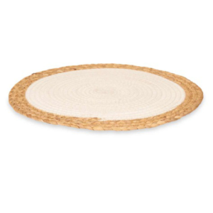 Salvamantel de tela blanco borde de esparto/anea