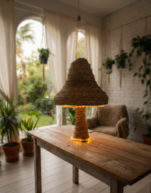 Seta pequeña de esparto con luz