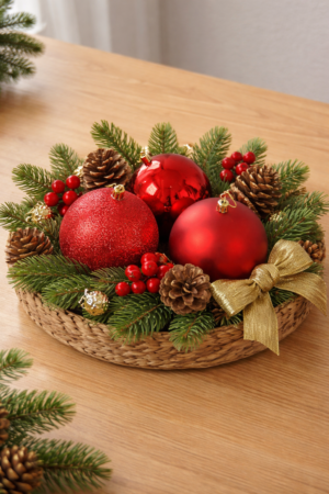 Set de tres bolas rojas de Navidad