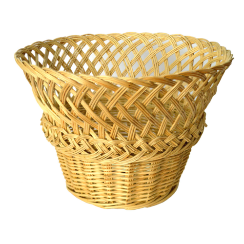 Macetero redondo de mimbre