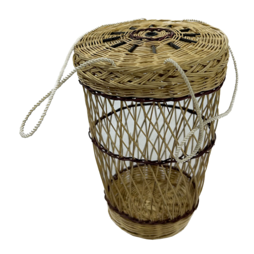Ovillero/Bolso/funda vaso/cesto con tapa de retama