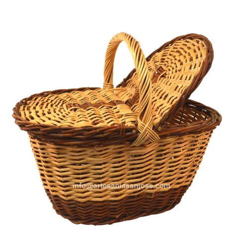 Cesta mimbre rústico y blanco con tapas