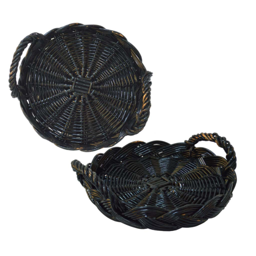 Bandeja mimbre color negro