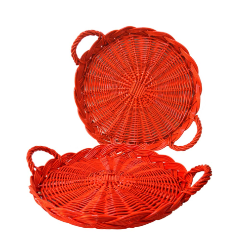 Bandeja mimbre color rojo