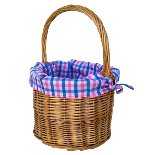 Cesta con forro azul y rosa