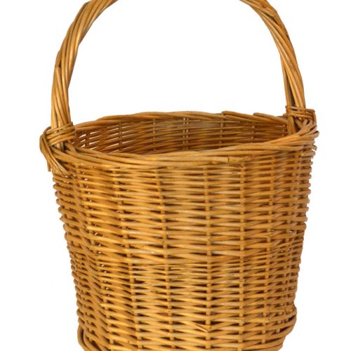 Cesta redonda de mimbre blanco