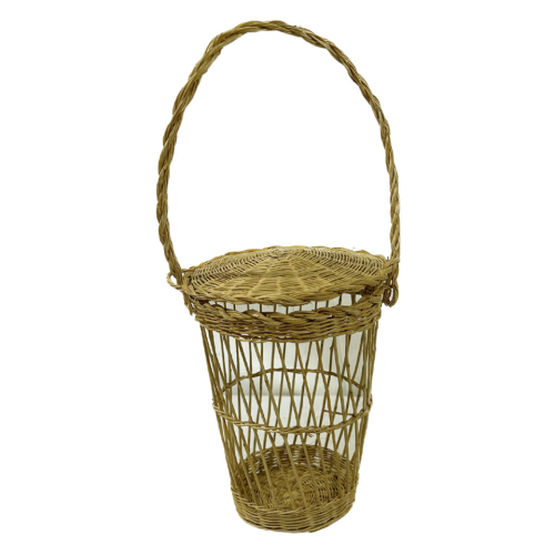 Ovillero, bolso, cesto con tapa de retama