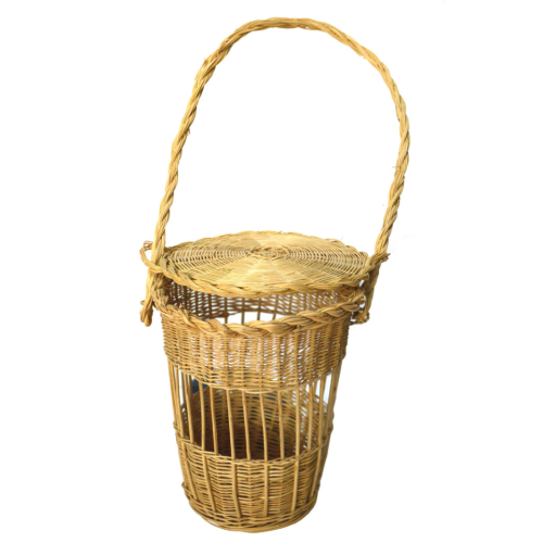 Ovillero, bolso, cesto con tapa de retama