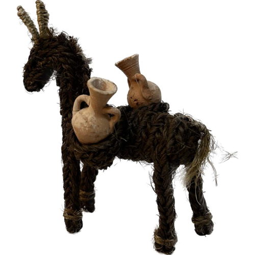 Burro sisal marrón con cántaros