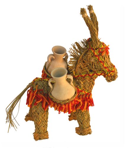 Burro esparto con cántaros