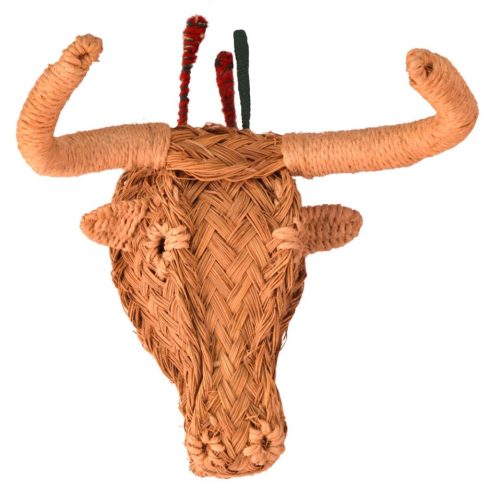 Cabeza toro de esparto con banderillas