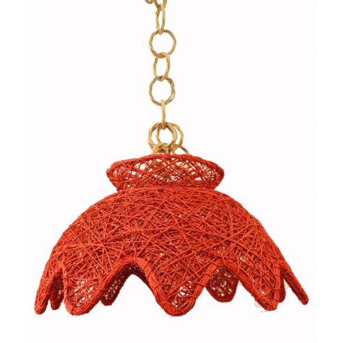 Lámpara sisal rojo con instalación