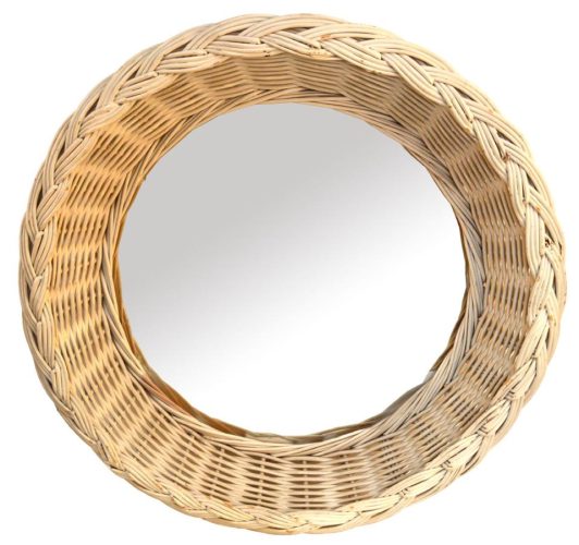 Espejo mimbre pintado blanco