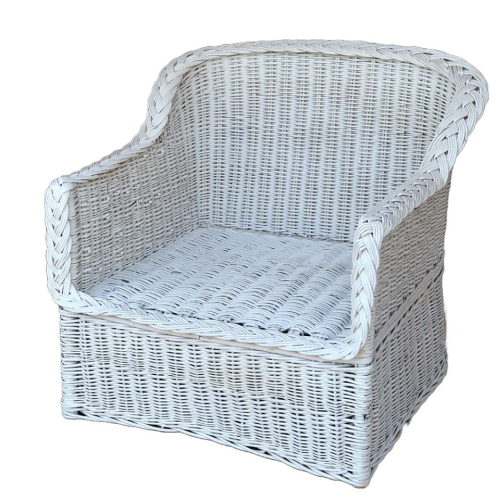 Sillon mimbre color blanco