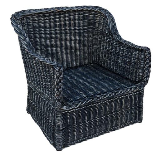 Sillón mimbre negro decapado