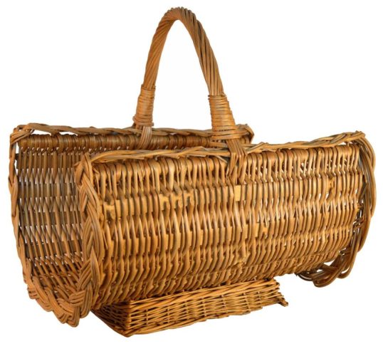 Leñera mimbre blanco