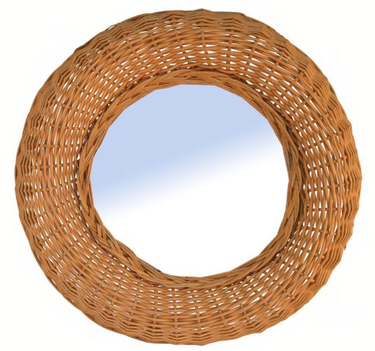 Espejo redondo mimbre blanco