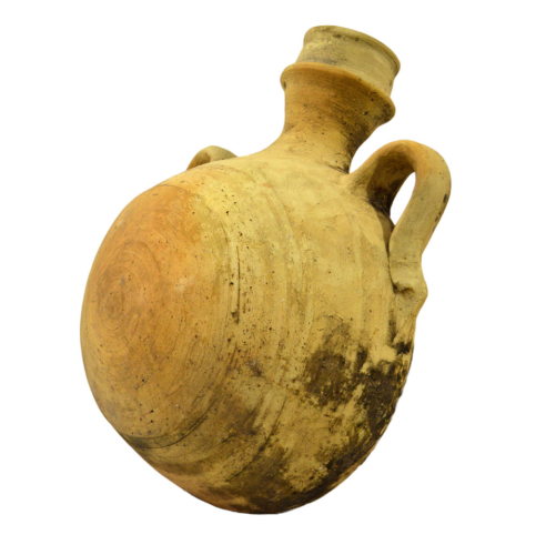 Botija antigua de decoración de barro blanco