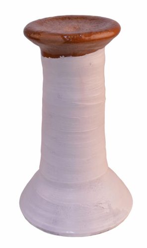 Portavela de barro color blanco