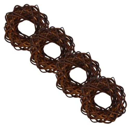 Set de 4 servilleteros de mimbre teñido en marrón