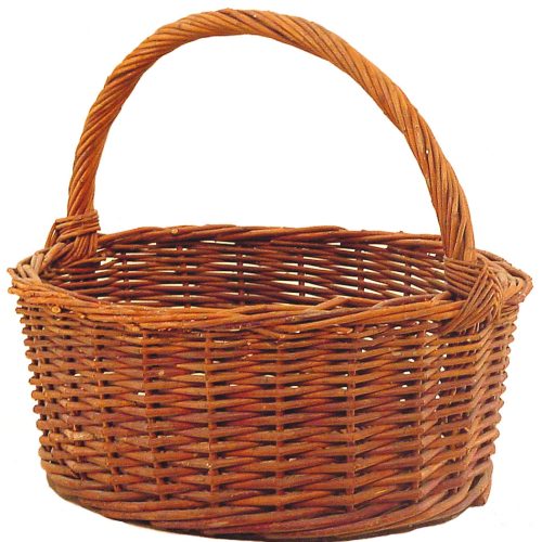 Cesta redonda de mimbre rústico