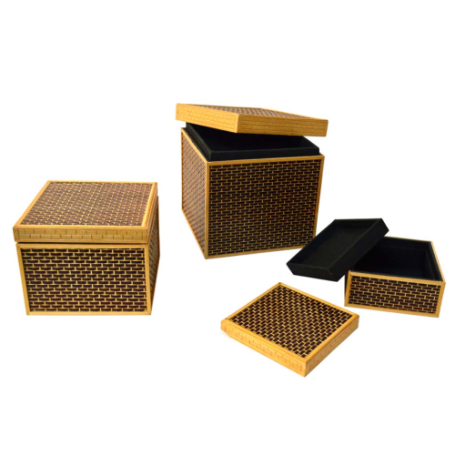 Set de 3 cajas bambú