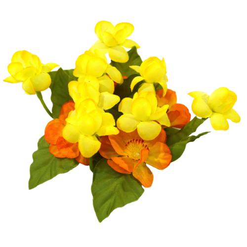 Corona de flores amarilla y naranja