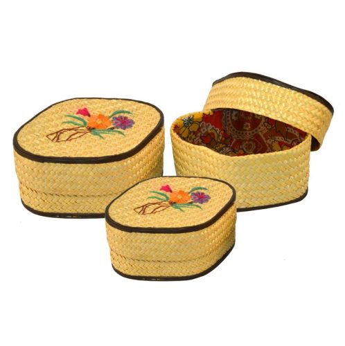 Set de 3 cajas bordadas