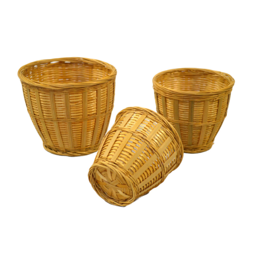 Set de 3 maceteros redondos de bambú