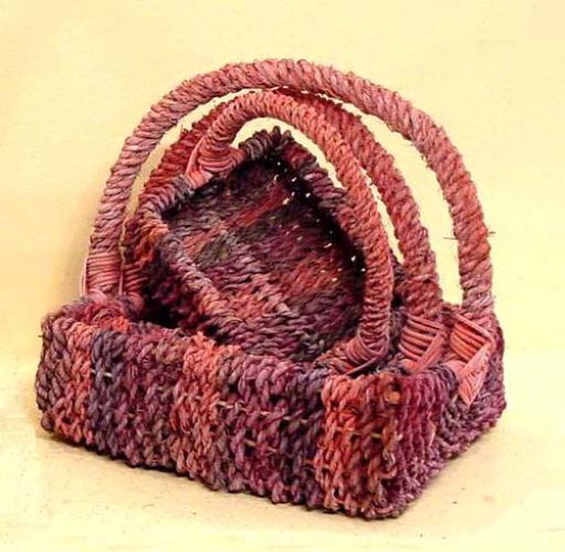 Juego 3 cestas rectangular cuerda