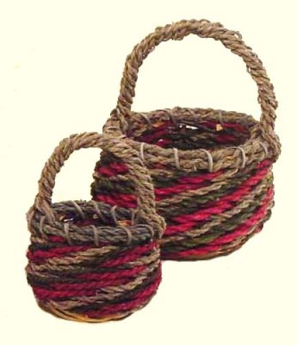 Juego de 2 cestas redonda cuerda color