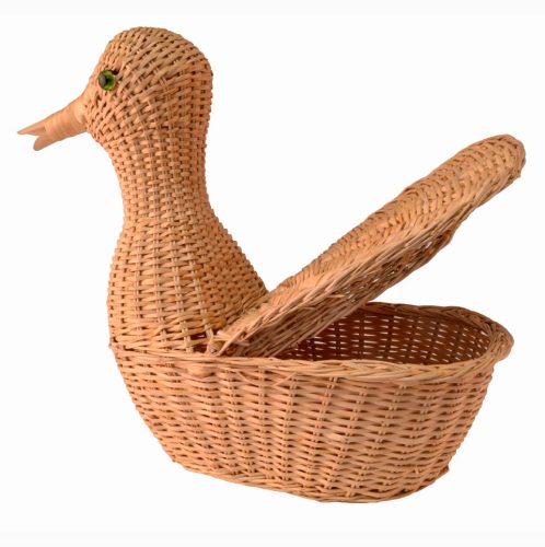 Pato de mimbre con tapa