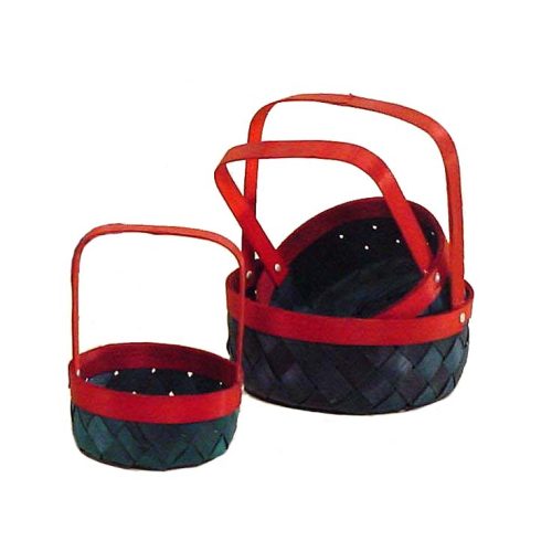 Set de 3 cestas verdes y rojas