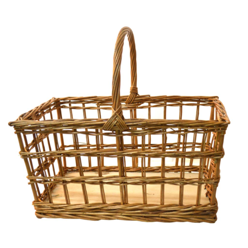 Cesta rectangular mimbre buff