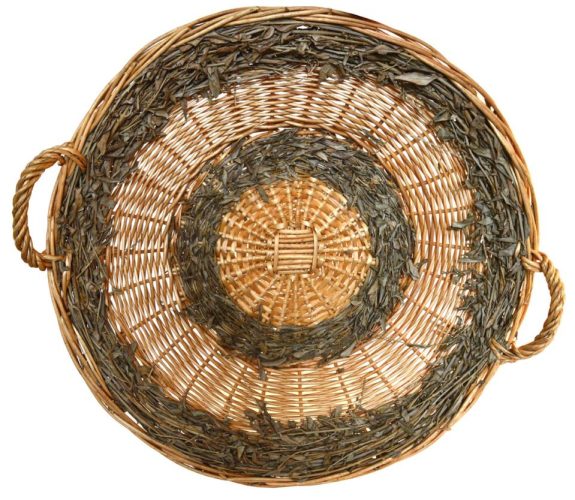 Plato de mimbre blanco y olivo
