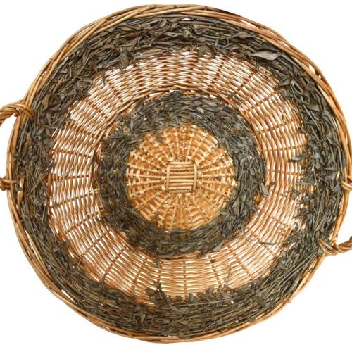 Plato de mimbre blanco y olivo