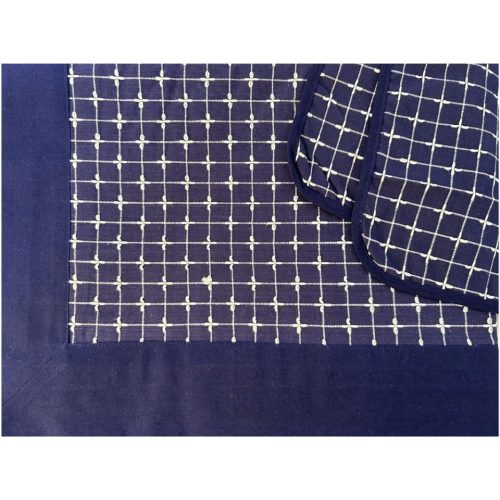 Mantel azul con 4 servilletas