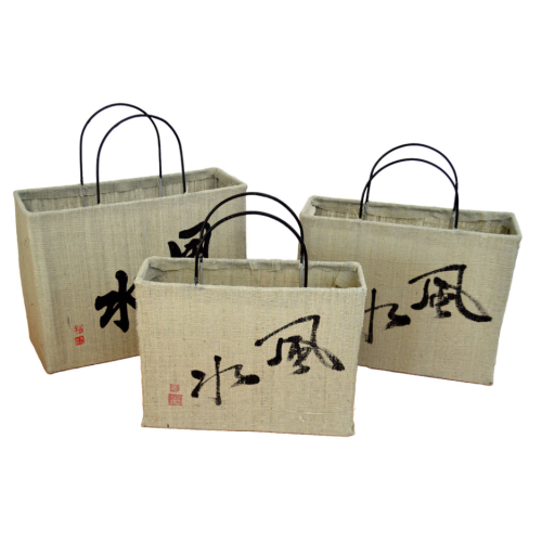 Set de 3 bolsos de textil diseño oriental