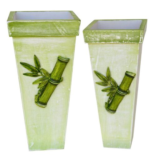 Set 2 floreros de madera