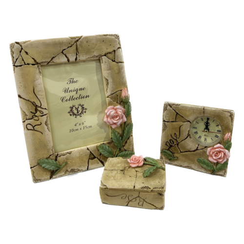 Set portafotos, reloj y cajita